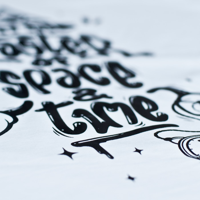T-shirt, space & time, artwork, details
